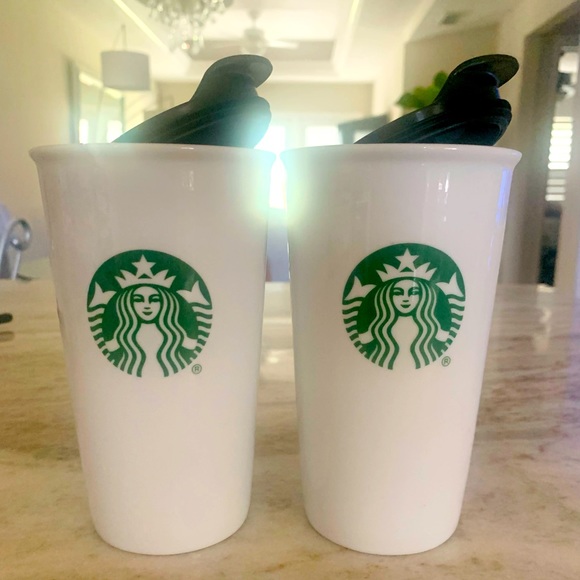 STARBUCKS ceramic with lids